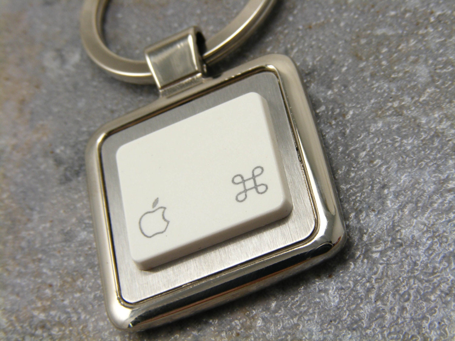 Apple Command KeyRing in White, Key Chain, Birthday, Gift, Mac, Recycled, Upcycled