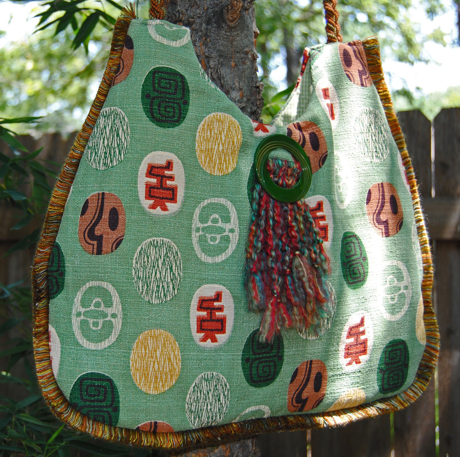 Mid-Century Modern Barkcloth Purse - Great Vintage Fabric Find
