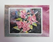 Pink Bougainvillea Original watercolor and print collage handmade ACEO 319 WatercolorsNmore