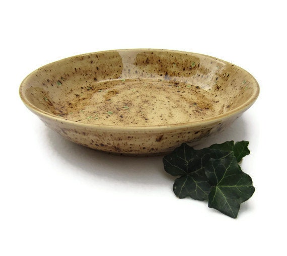 Serving Bowl Earth Tones of Tan Brown Green