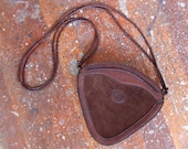 SALE / Vintage 1970s triangular leather handmade purse