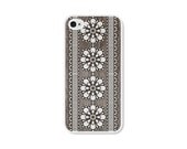 Lace Apple iPhone 4 Case - Plastic iPhone 4s Case - Wood iPhone Case Skin - Woodgrain Brown White Cell Phone