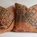 Sukan / SET (2 Piece) Organic Shine Society Modern Bohemian Throw Pillow. Handwoven Wool Vintage Tribal Anatolian Turkish Kilim Pillow Cover