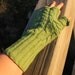 Repurposed Sweater Fingerless Mitts: Green Cabled