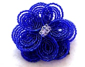 French Beaded Flower Hair Clip, Royal Blue Flower, Unique Accessories by thecuriouscupcake on Etsy