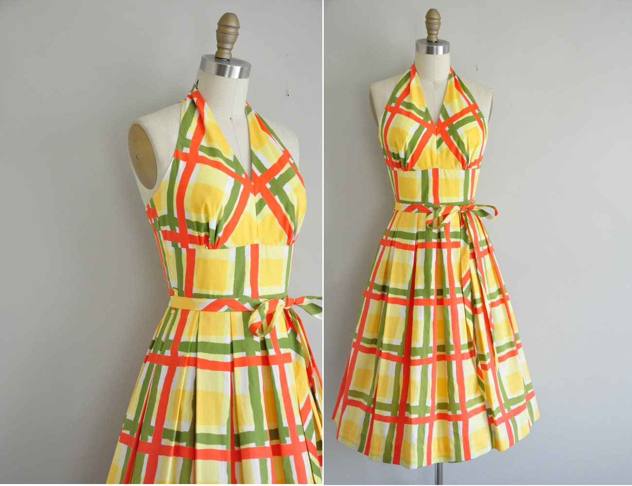 vintage 1950s Catalina cotton dress / 50s rare designer halter dress / 1950s bombshell dress