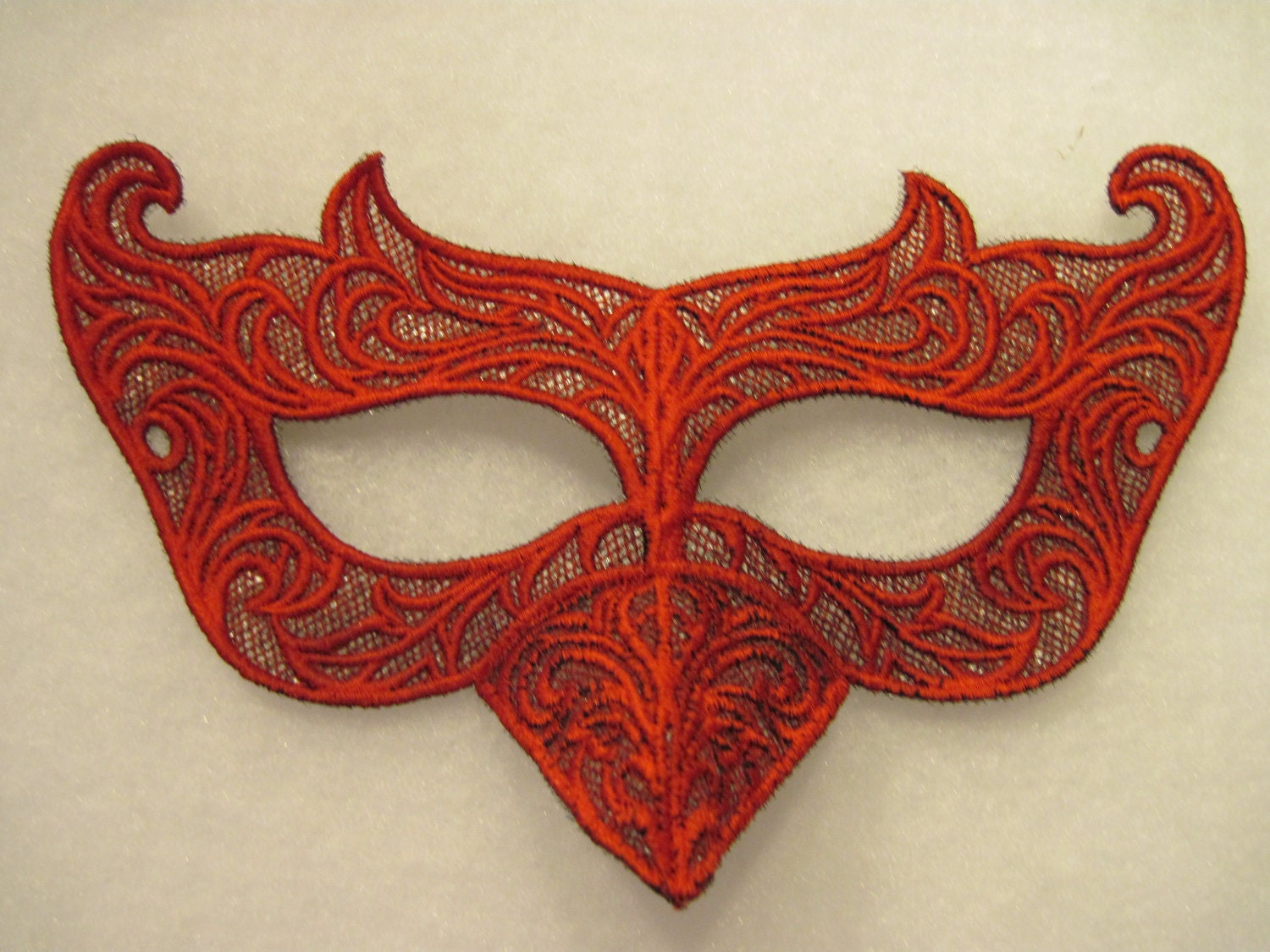Red Devil of a Bird Lace Mask