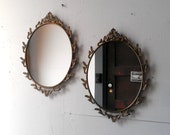 Oval Mirror Set in Ornate Vintage Metal Italy Frames - 15 x 11 inch - SecretWindowMirrors