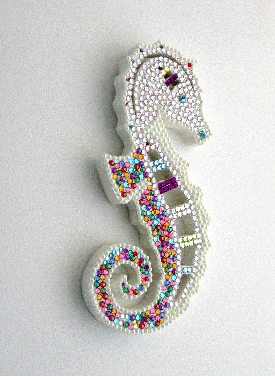 Seahorse Wall hanging home decor sparkly rhinestone crystals multi color