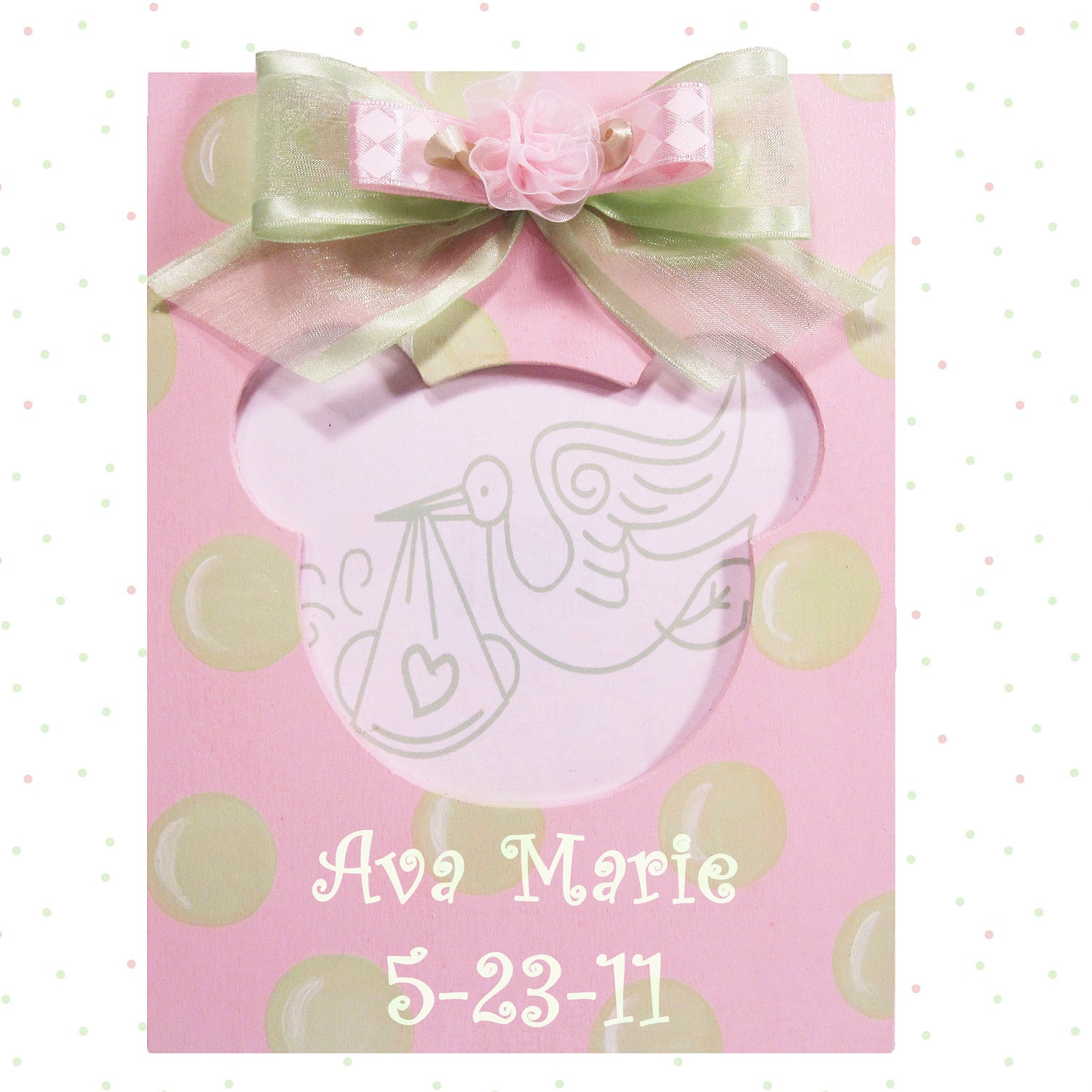 Hand Painted Personalized Polka Dot Baby Frame