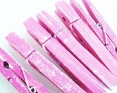 Blossom & Tea Rose (Pink/Pink) Distressed Clothes Pins - Shabby Chic 6 Pack