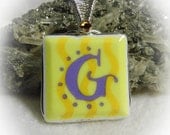Letter G Wire Wrapped Ceramic Tile Pendant