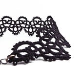 Gothic lace necklace collar choker - statement handmade lace jewelry dark goth steampunk victorian fashion vampire vintage inspired - black