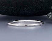 Thin Platinum Wedding Band - 1mm Round Stacking Ring