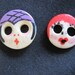 Vintage Bone Hand Painted Flapper Girl Buttons Cupids Bow Lips Big Eyes Lot of 2