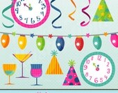 Most Fun New Year Digital Clipart for Invitations, Card Design, Scrapbooking, and Web Design, New Years Il_170x135