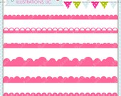 PINK Decorative Rounded Border Edges - Cute Digital Clipart for Commercial and Personal Use, Scalloped Edges, Borders Il_170x135