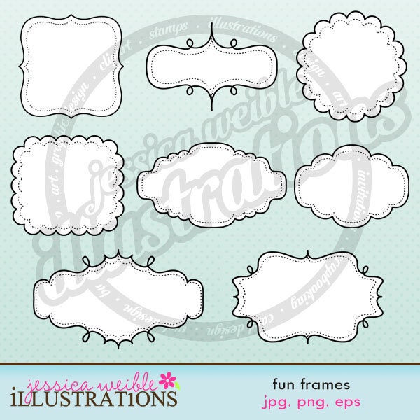 Fun Frames Cute Digital Clipart for Card Design, Scrapbooking, and Web Design Il_570xn