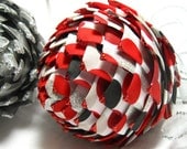 red, black and white ribbon ornament, polka dot print ornament