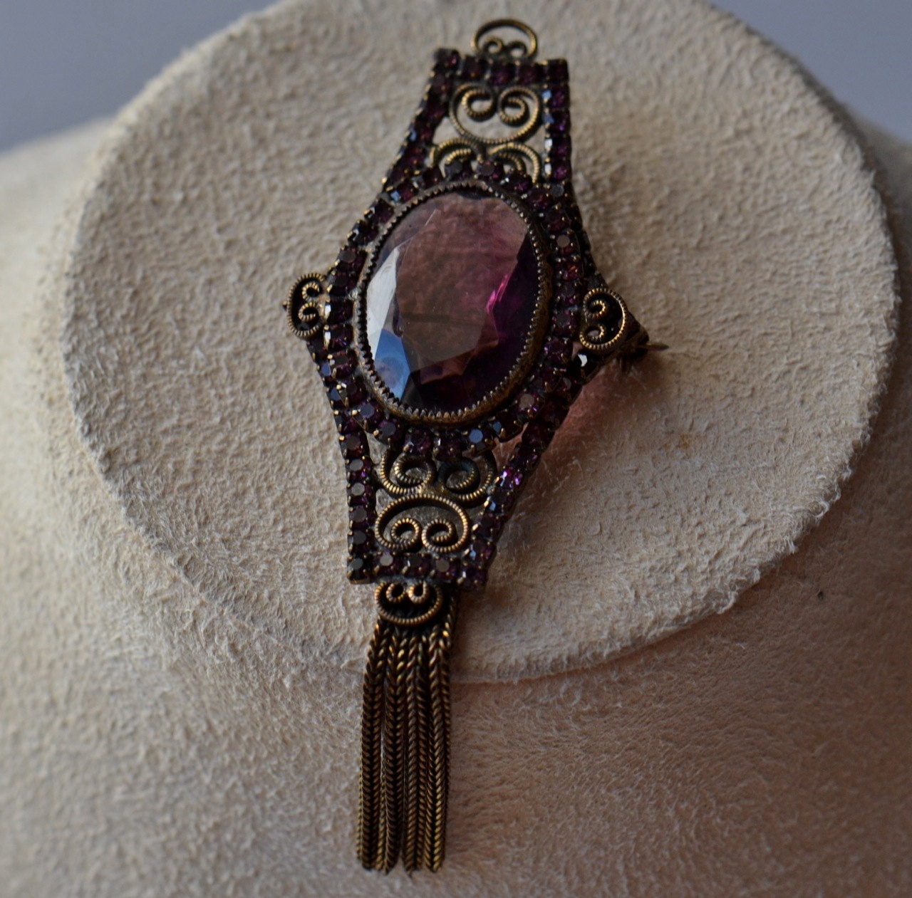 Antique Victorian Brooch. Amethyst Purple
