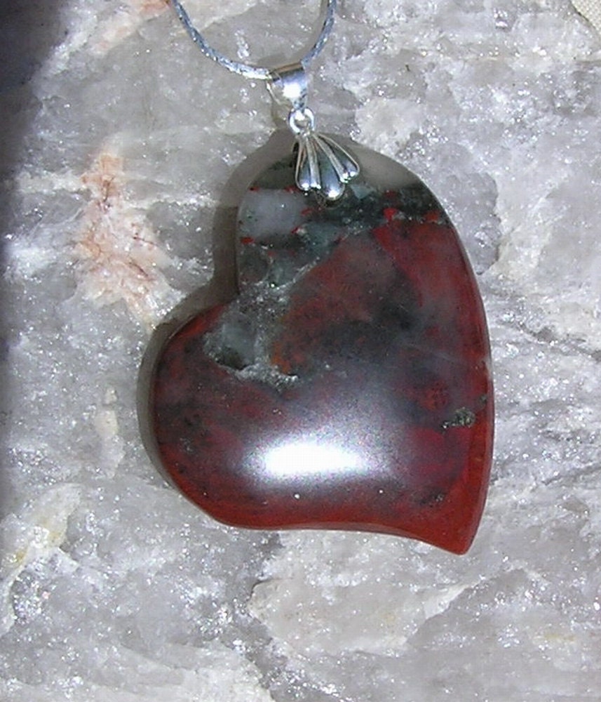 Red Jasper Crystal Gemstone Heart Pendant - OOAK