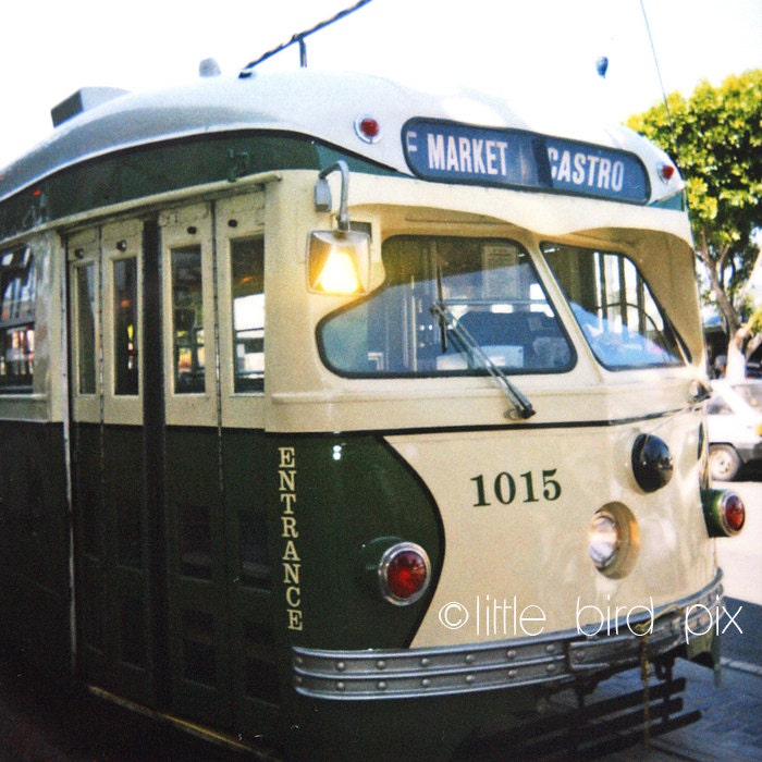 San Francisco Green Streetcar - 5 x 5 Polaroid Print