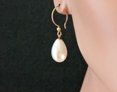 Large Pearl Earrings, Freshwater White Pearl Earrings, Gold Filled Earrings, OOAK