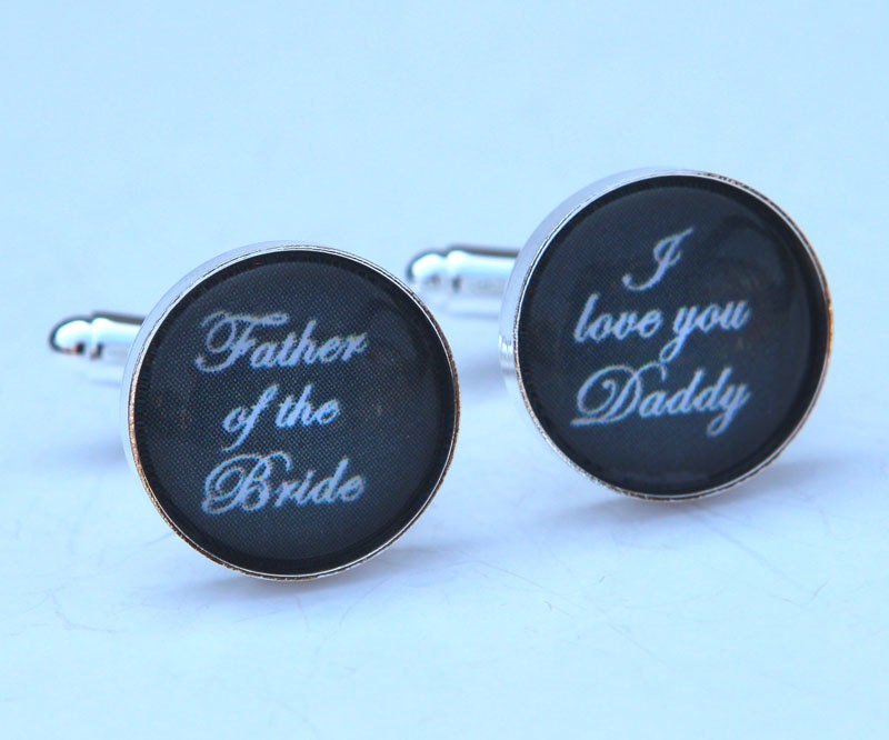 Father of the Bride Cufflinks, Gray Wedding Gift for Dad, Father of Bride Gift - Custom Cufflinks in Gray or custom color