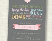 Vintage Typography Poster Style - Bridal Shower PRINTABLE Invitations