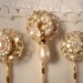 Vintage Ivory Pearl & Rhinestone on Gold Jeweled Bridal Bobby Pins - 22K Gold Heirloom Jeweled Hair Clips Set of 3