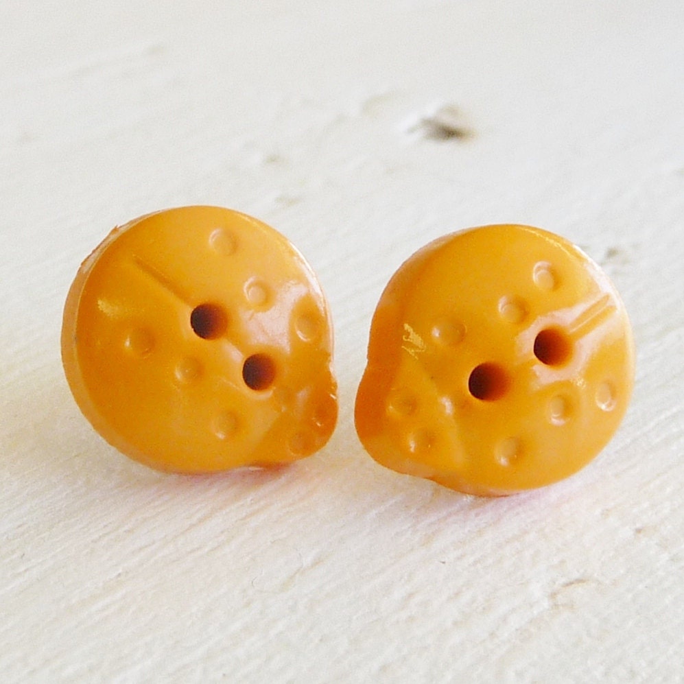 Orange Ladybug Studs on Titanium Posts for Sensitive Ears, Nickel Free Earrings for Girls, Hypoallergenic Kids Earrings - Cute as a Button