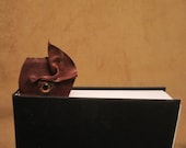 Grichels leather bookmark - textured brown with rosy gold fish eye