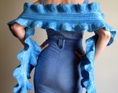 Scarf. Felted Scarf. Ruffle Scarf. Handmade Merino Wool Scarf.