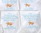 Four Personalized WEDDING HANKIE'S Lace for Mother & Father of the Bride In-Law Stepmother Sister Handkerchief By Canyon Embroidery