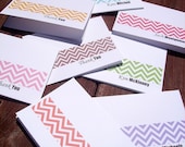Personalized Chevron Stationery Set - Chevron Folded Note Cards, Thank You Cards // Custom Color Choice