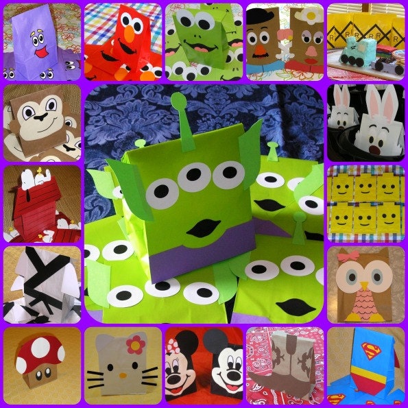 Custom Character Theme Birthday Party Treat Sacks Goody Bags by jettabees on Etsy Il_170x135