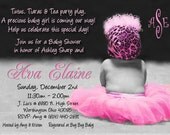 TUTU & LEOPARD HAT Baby Shower Invitation for Girl