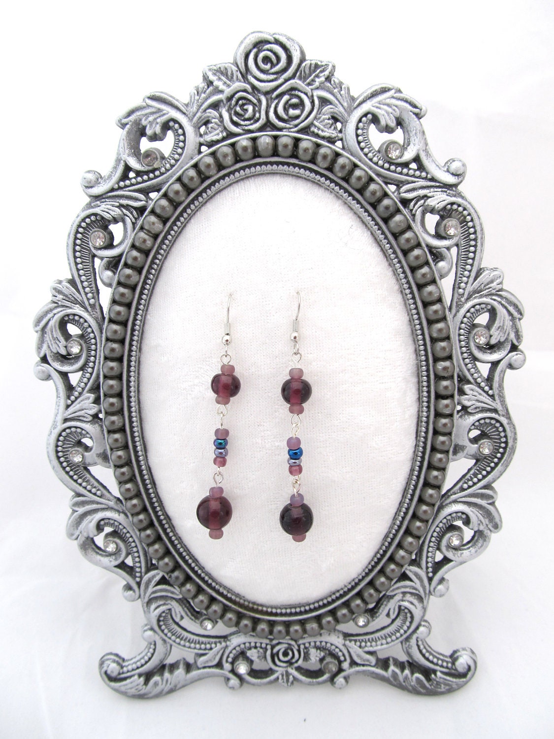 Large purple drop earrings