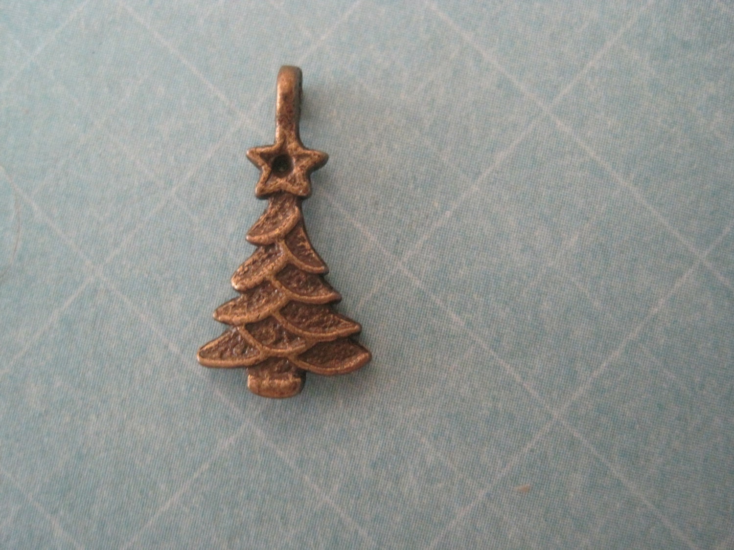 last Set of 12 antique bronze tone christmas tree charms