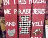 Alabama and Christian Distressed Houndstooth Palette Sign