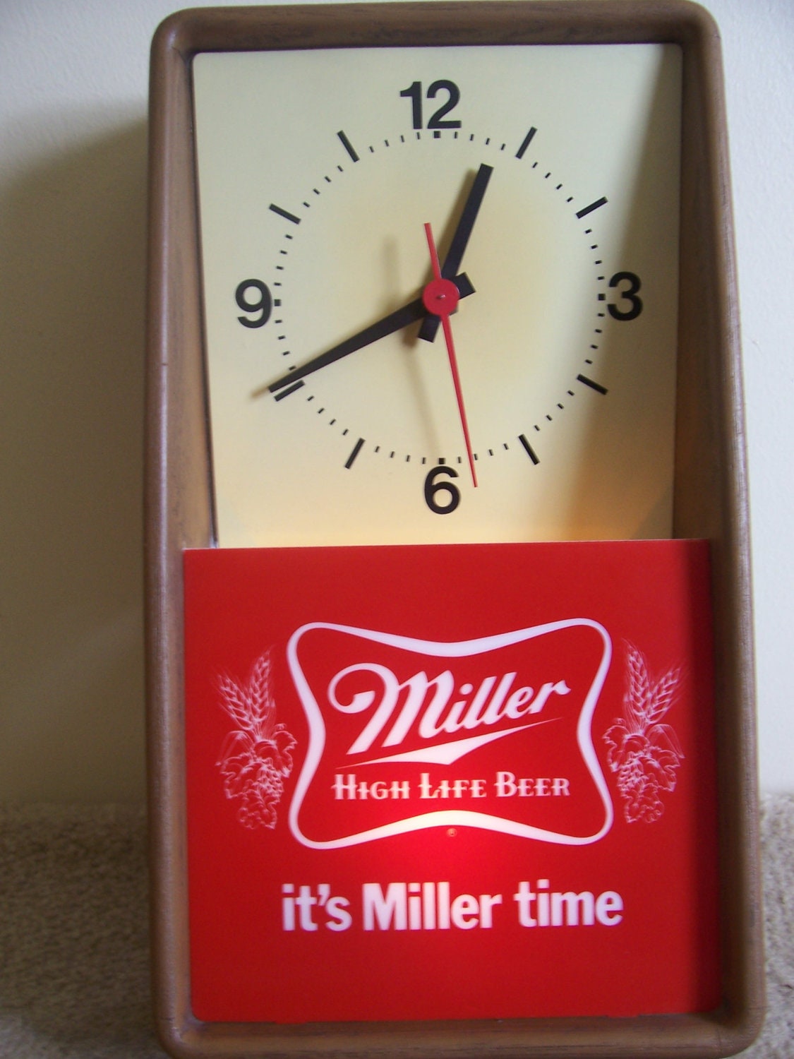 Vintage 1981 Miller High Life clock with light by VintageOrphanage