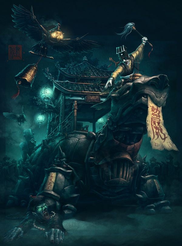 Exorcist Chinese Steampunk Print by James Ng