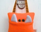 Bright Orange Tooth Fairy Monster Pillow