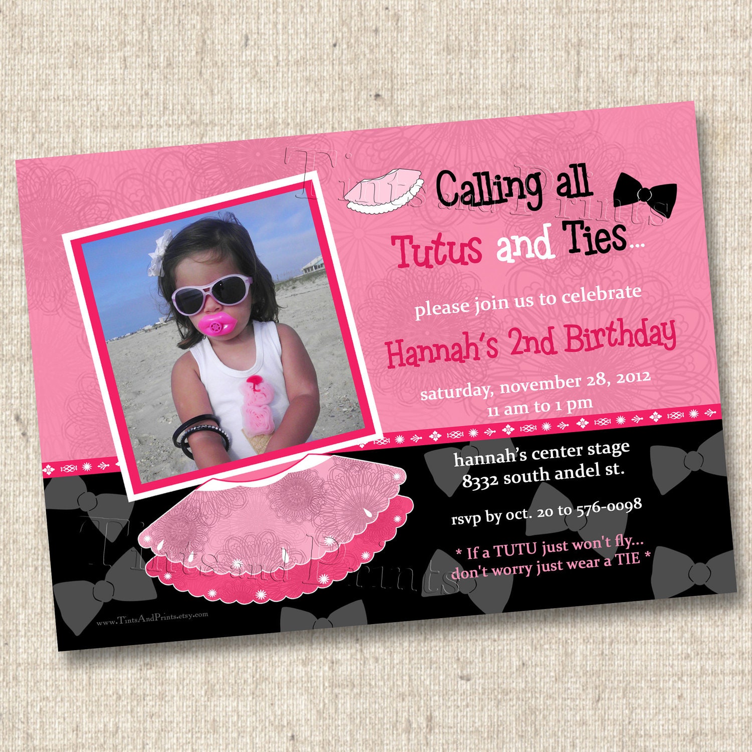Calling All Tutus and Ties Custom Birthday Party by TintsAndPrints