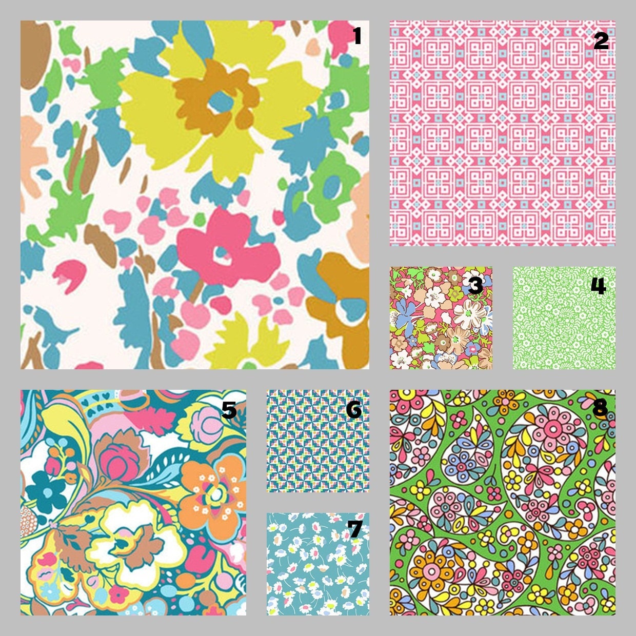 Modern Bouquet in Pastel (Baby Bedding Crib Set)
