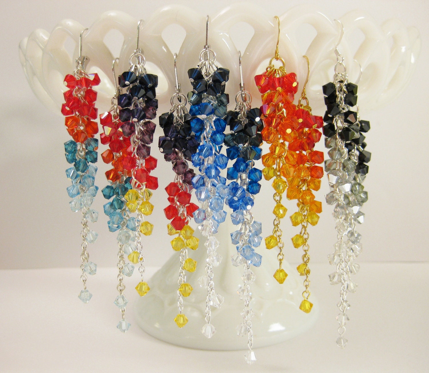Swarovski Crystal Waterfall Earrings - Custom and OOAK