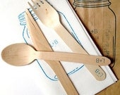 Custom Wedding Napkins and  Utensils. As Seen in Huffington Post. Eco-Friendly Wedding Table Decor or Bridal Shower Decoration.