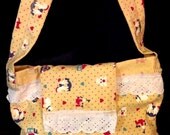 Vintage Yellow Corduroy and Lace messenger bag