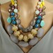 Huge Chunky Colorful Multistrand Statement Necklace, Gray, Beige, Neutral, Multicolor, Anthropologie Necklace,Skipping Stones