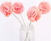 Felt Pom Pom Flowers (Peach-set of 4)